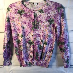J Crew Floral Cardigan size XS 100% cotton